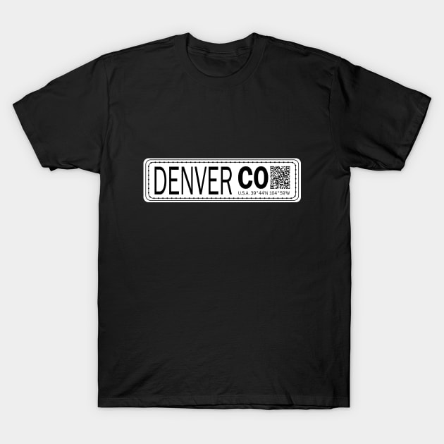 New Vintage Travel Location Qr Denver CO T-Shirt by SimonSay